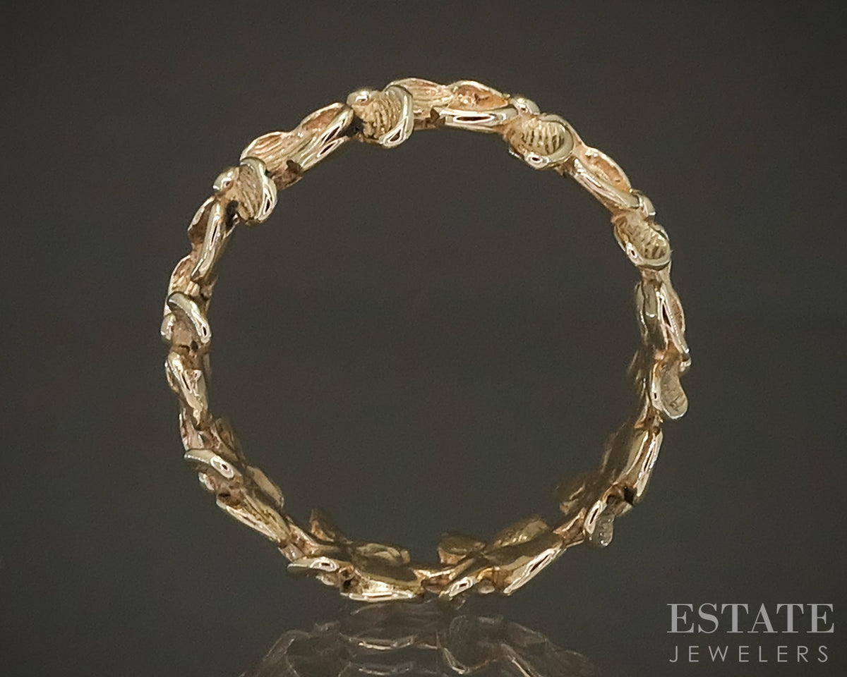 14k Yellow Gold Plumeria Flower Ladies Eternity Band Ring 4.2g p29539