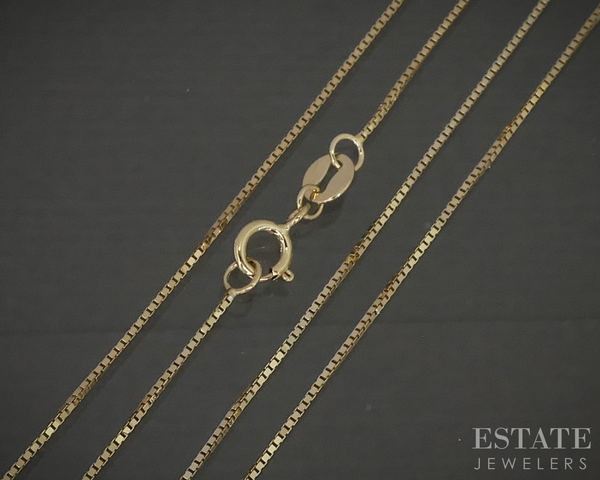 14k Yellow Gold 0.6mm Box Chain Link Ladies Necklace 1.4g 18"L p30768