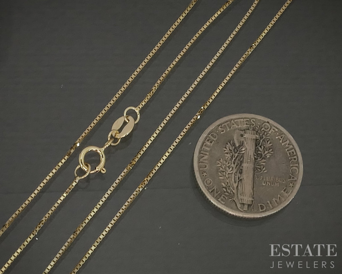 14k Yellow Gold 0.6mm Box Chain Link Ladies Necklace 1.4g 18"L p30768