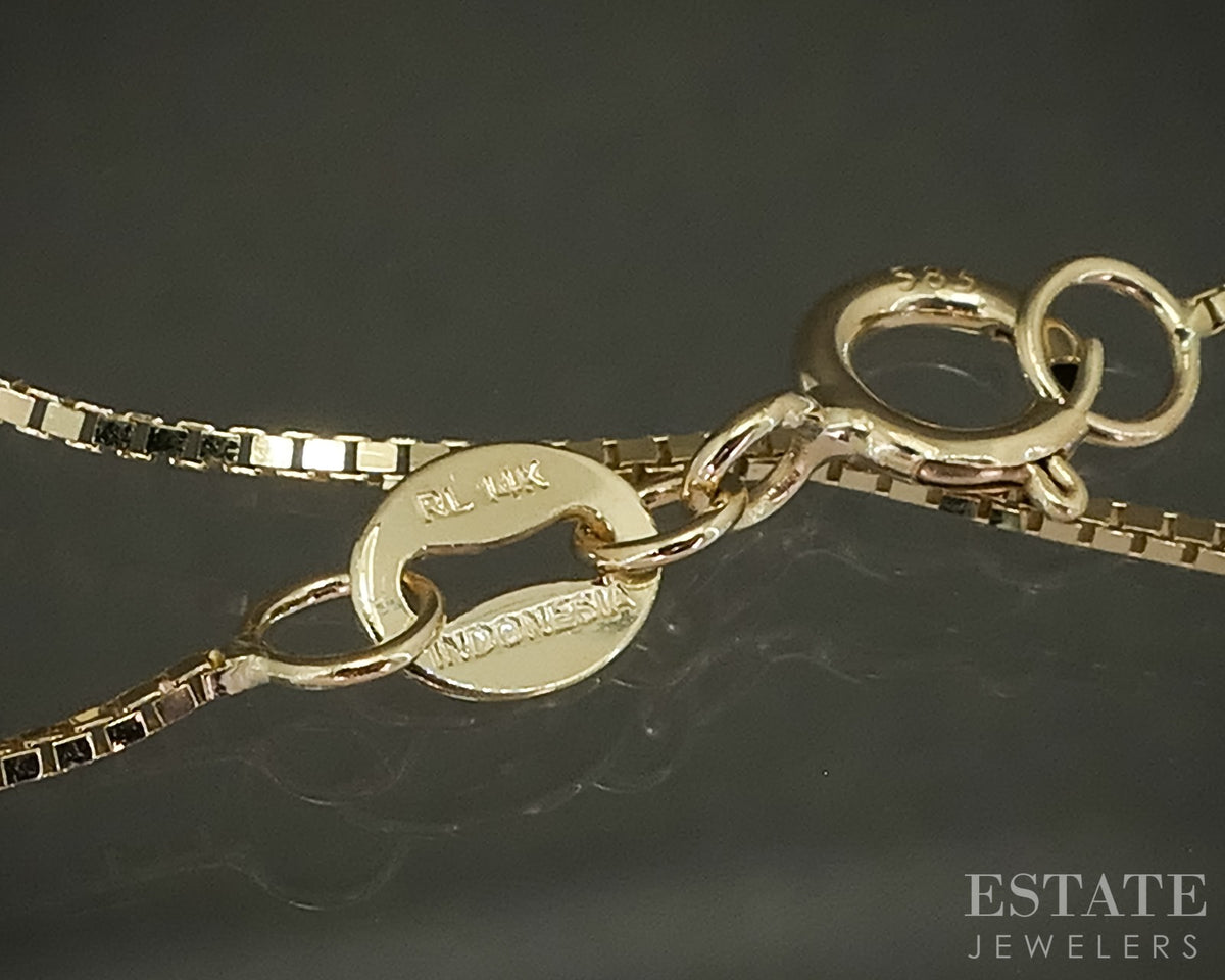 14k Yellow Gold 0.6mm Box Chain Link Ladies Necklace 1.4g 18"L p30768