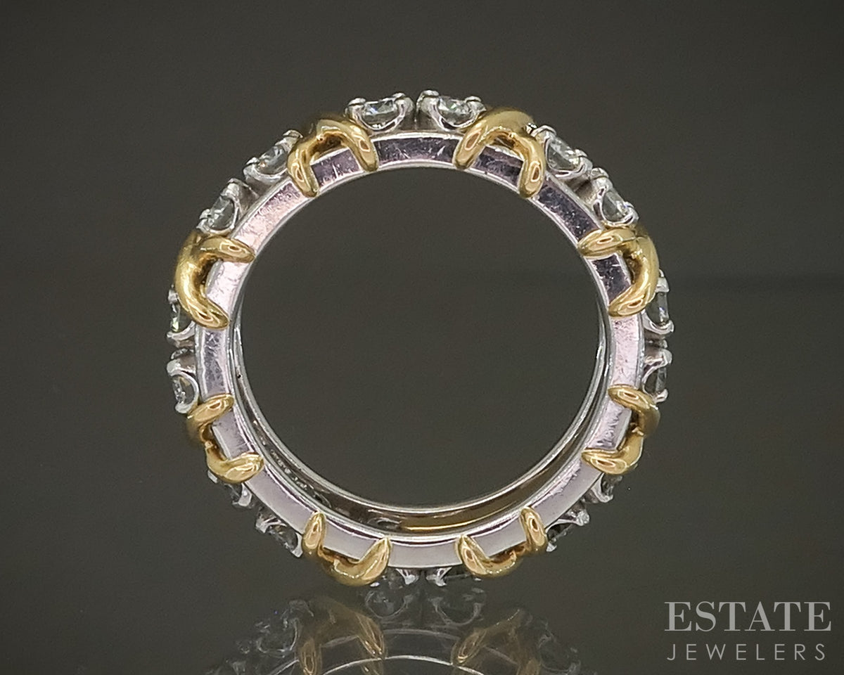 Platinum & 18k Gold Tiffany & Co. Schlumberger Diamond 16 Stone Ring p29302