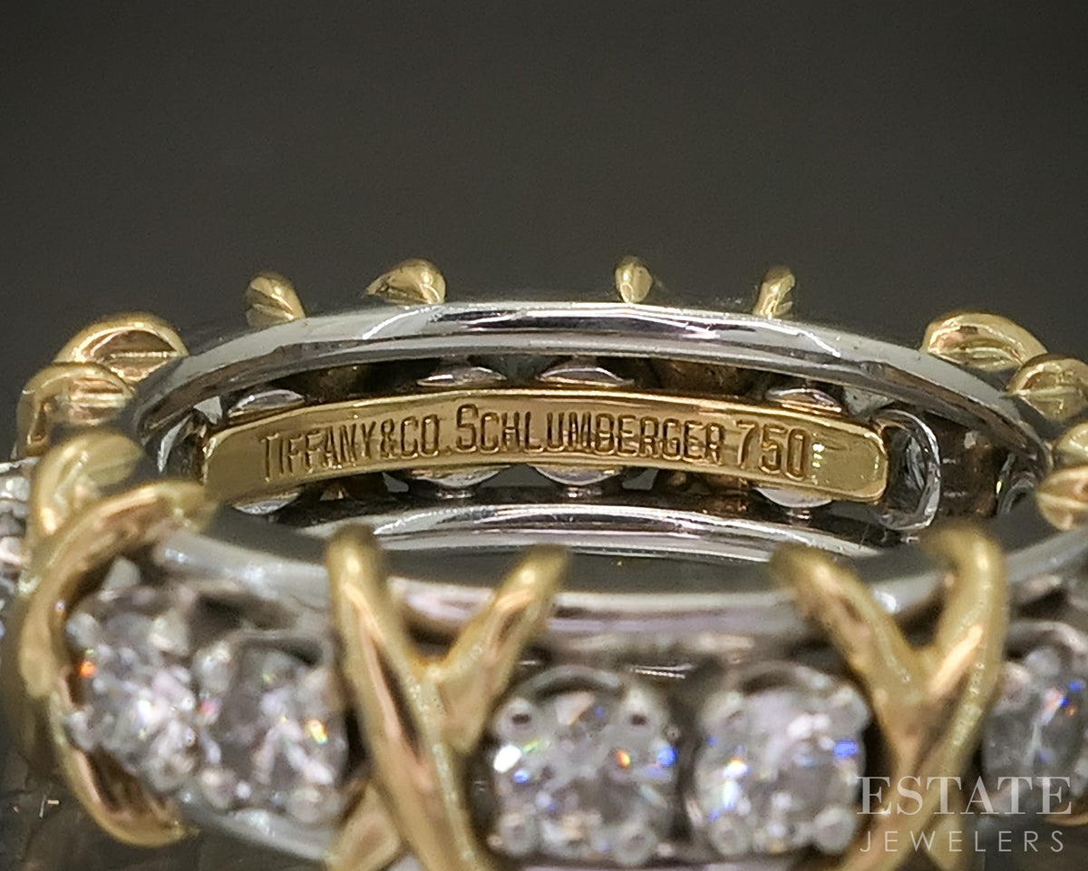 Platinum & 18k Gold Tiffany & Co. Schlumberger Diamond 16 Stone Ring p29302