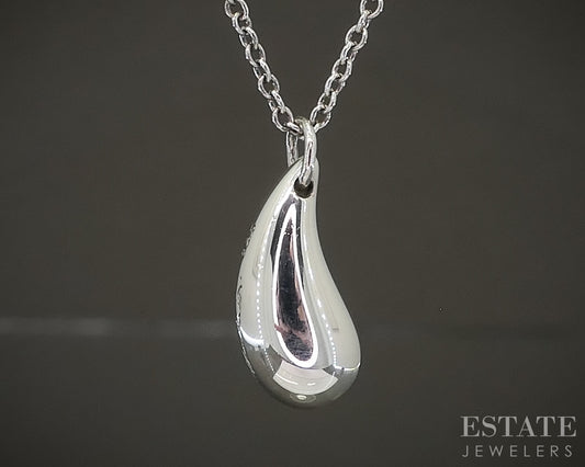 Sterling Silver Tiffany & Co. Elsa Peretti Teardrop Necklace 3.2g 16"L p29087