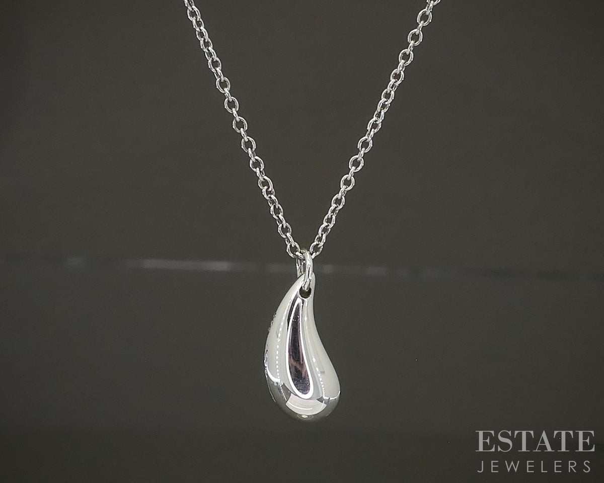 Sterling Silver Tiffany & Co. Elsa Peretti Teardrop Necklace 3.2g 16"L p29087