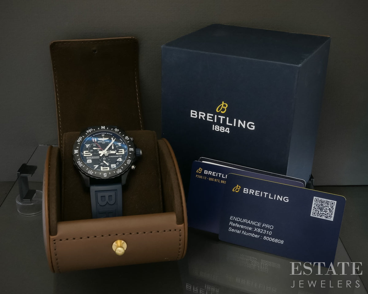 Breitling Endurance Pro Chronometer Black Dial Blue X82310 Mens Watch p29456