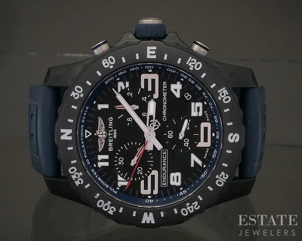 Breitling Endurance Pro Chronometer Black Dial Blue X82310 Mens Watch p29456