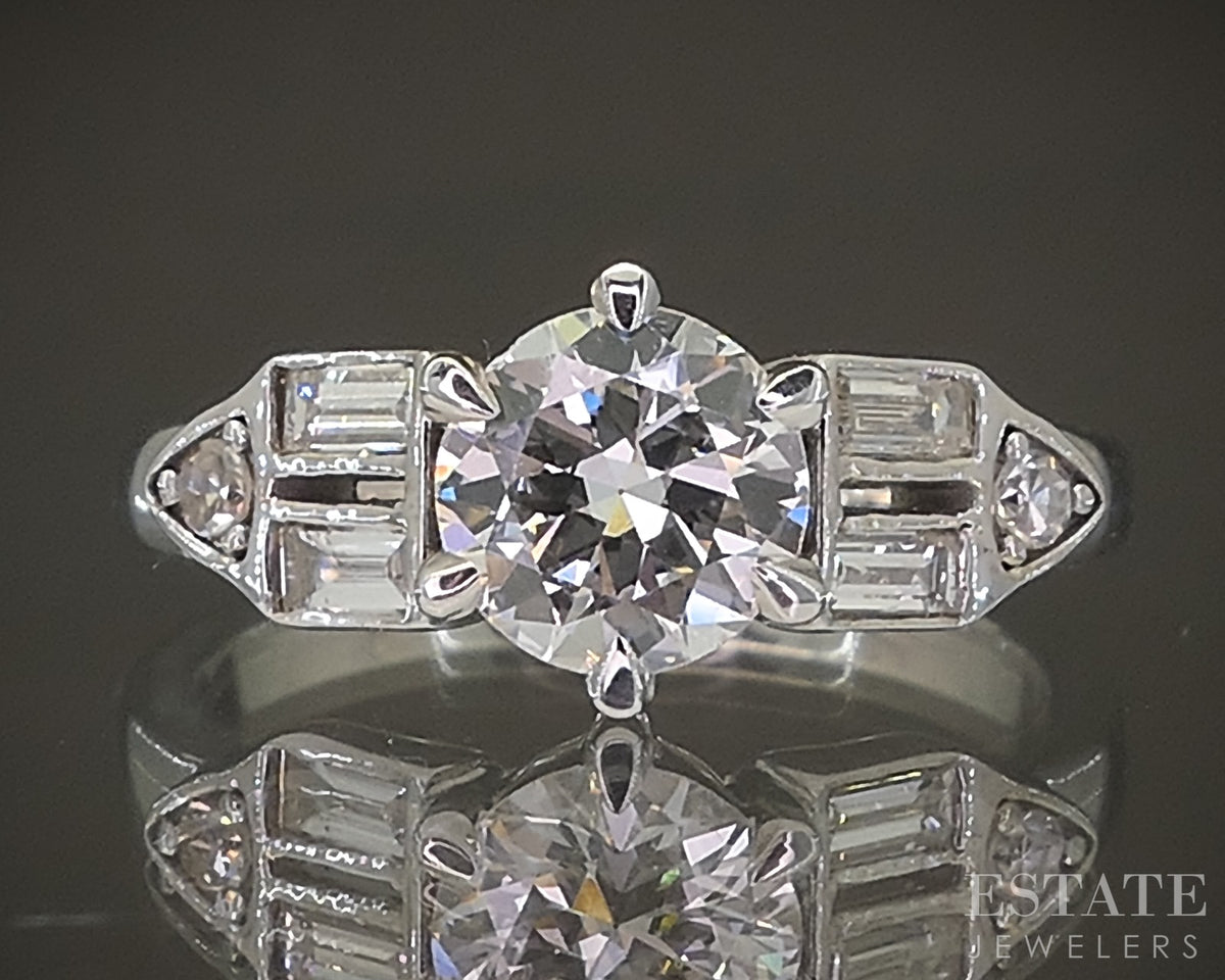 14k White Gold Transitional Natural .97ct Diamond Engagement Ring 3.8g p30496