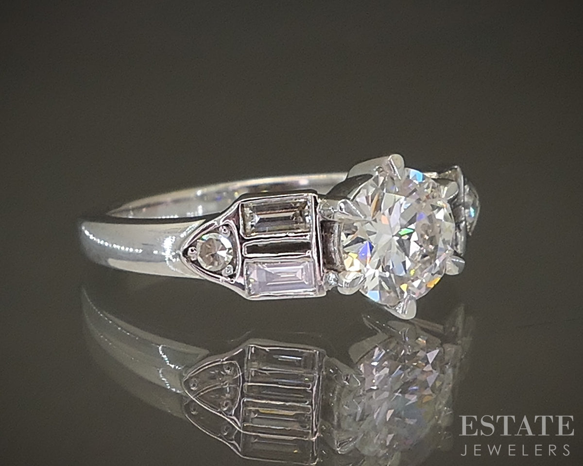 14k White Gold Transitional Natural .97ct Diamond Engagement Ring 3.8g p30496