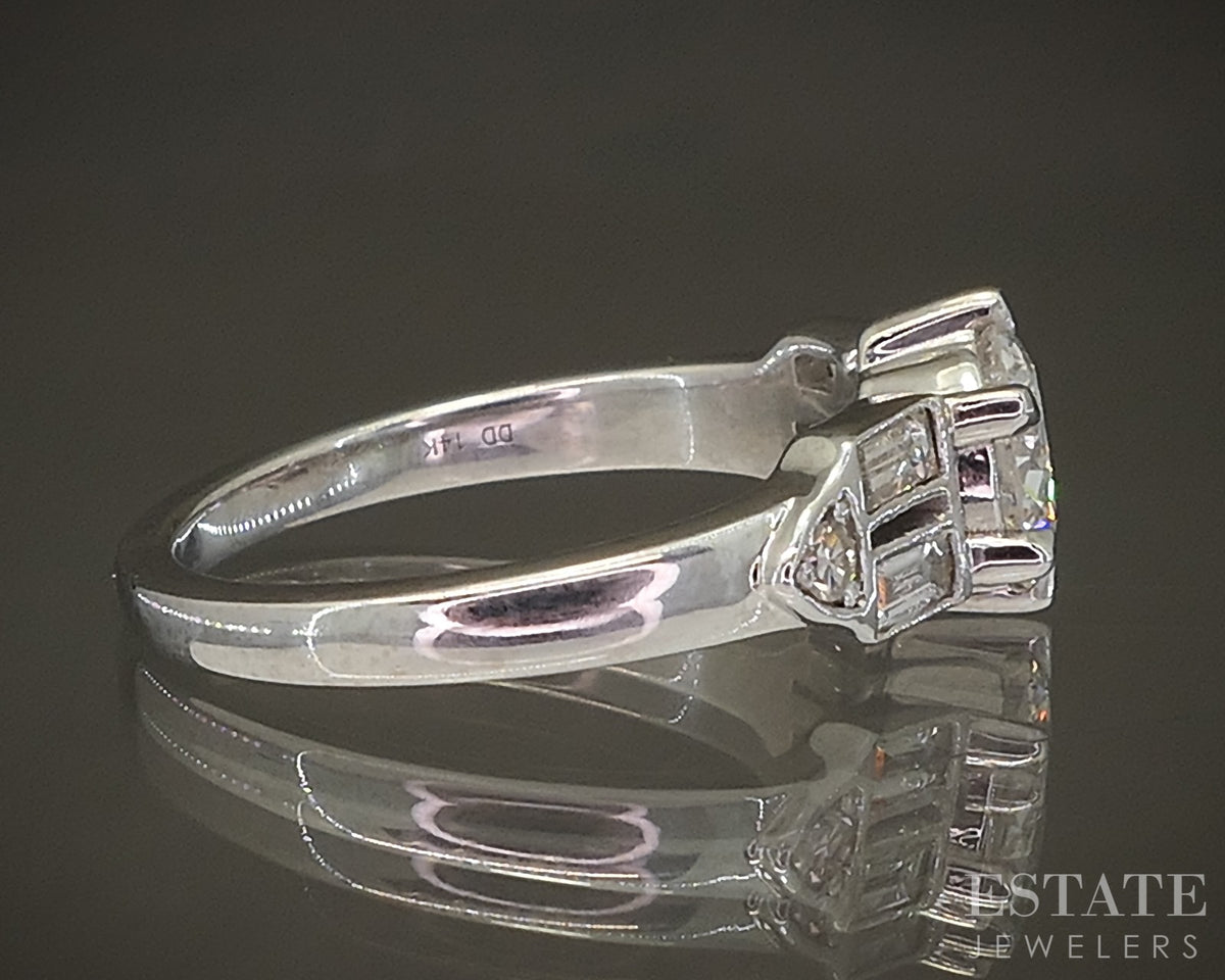 14k White Gold Transitional Natural .97ct Diamond Engagement Ring 3.8g p30496