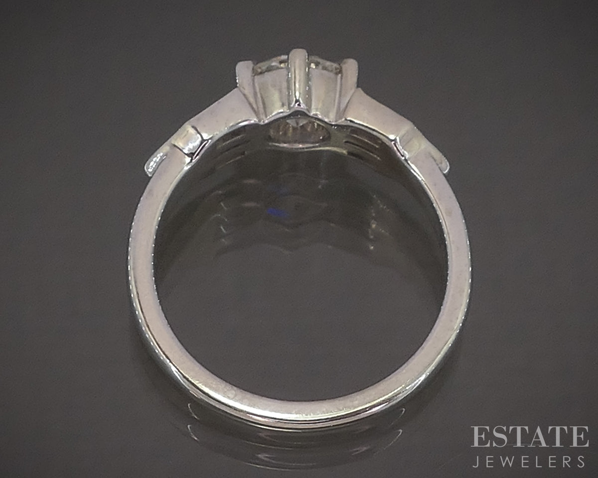 14k White Gold Transitional Natural .97ct Diamond Engagement Ring 3.8g p30496