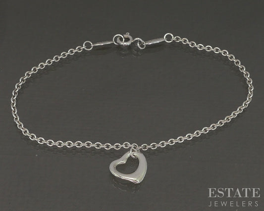 Sterling Silver Tiffany & Co. Elsa Peretti Open Heart Bracelet 2.5g 7.5"L p30411