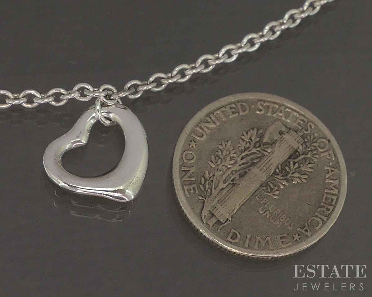 Sterling Silver Tiffany & Co. Elsa Peretti Open Heart Bracelet 2.5g 7.5"L p30411