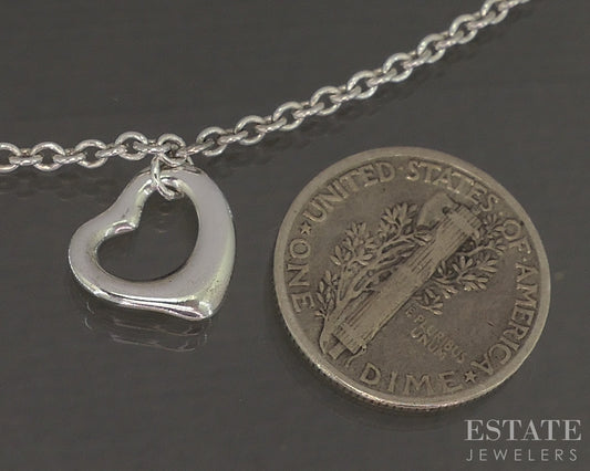 Sterling Silver Tiffany & Co. Elsa Peretti Open Heart Bracelet 2.5g 7.5"L p30411