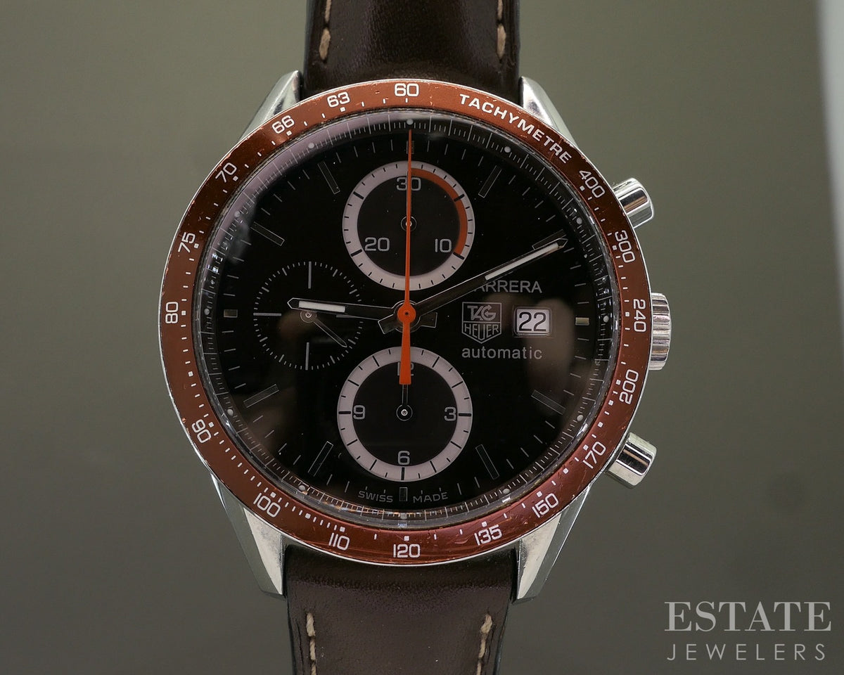 Tag Heuer Carrera Automatic Brown Chronograph CV2013 Mens Watch p28033