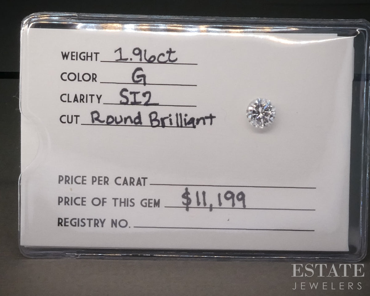 Loose 1.96ct Round Cut GIA Certified Natural Diamond SI2/G p30437