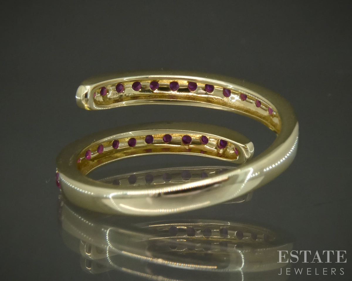14k Yellow Gold Natural Ruby Ladies Bypass Band Ring 3.0g p29528b