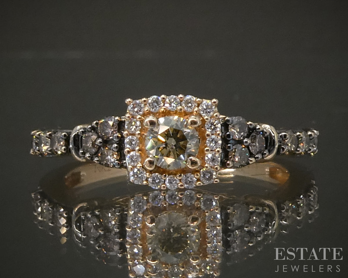 14k Strawberry Gold LeVian Natural .44ctw Diamond Engagement Ring 3g p29850b