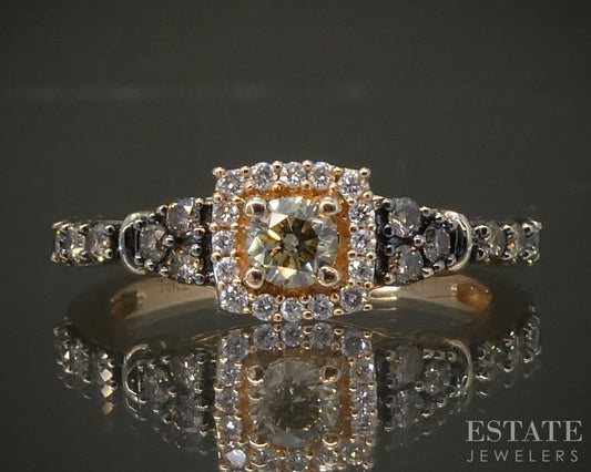 14k Strawberry Gold LeVian Natural .44ctw Diamond Engagement Ring 3g p29850b