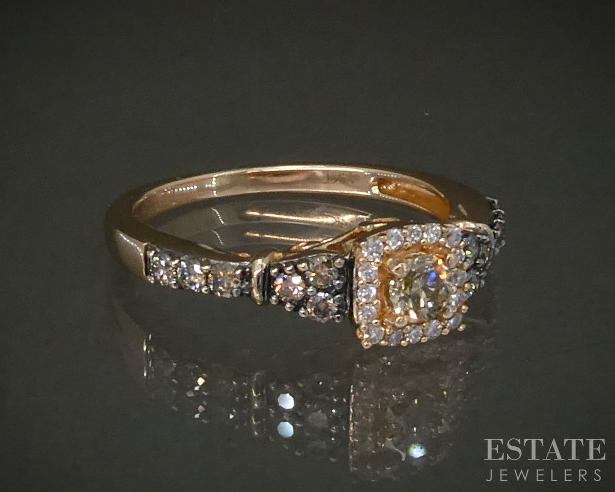 14k Strawberry Gold LeVian Natural .44ctw Diamond Engagement Ring 3g p29850b