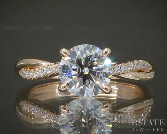 14k Rose Gold IGI Lab Created 1.06ctw Diamond Engagement Ring 3.1g p29342b