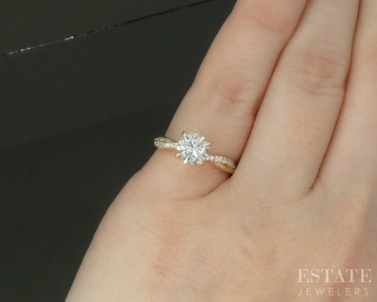 14k Rose Gold IGI Lab Created 1.06ctw Diamond Engagement Ring 3.1g p29342b