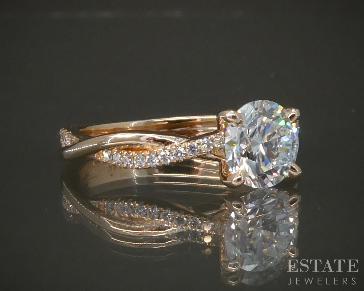 14k Rose Gold IGI Lab Created 1.06ctw Diamond Engagement Ring 3.1g p29342b