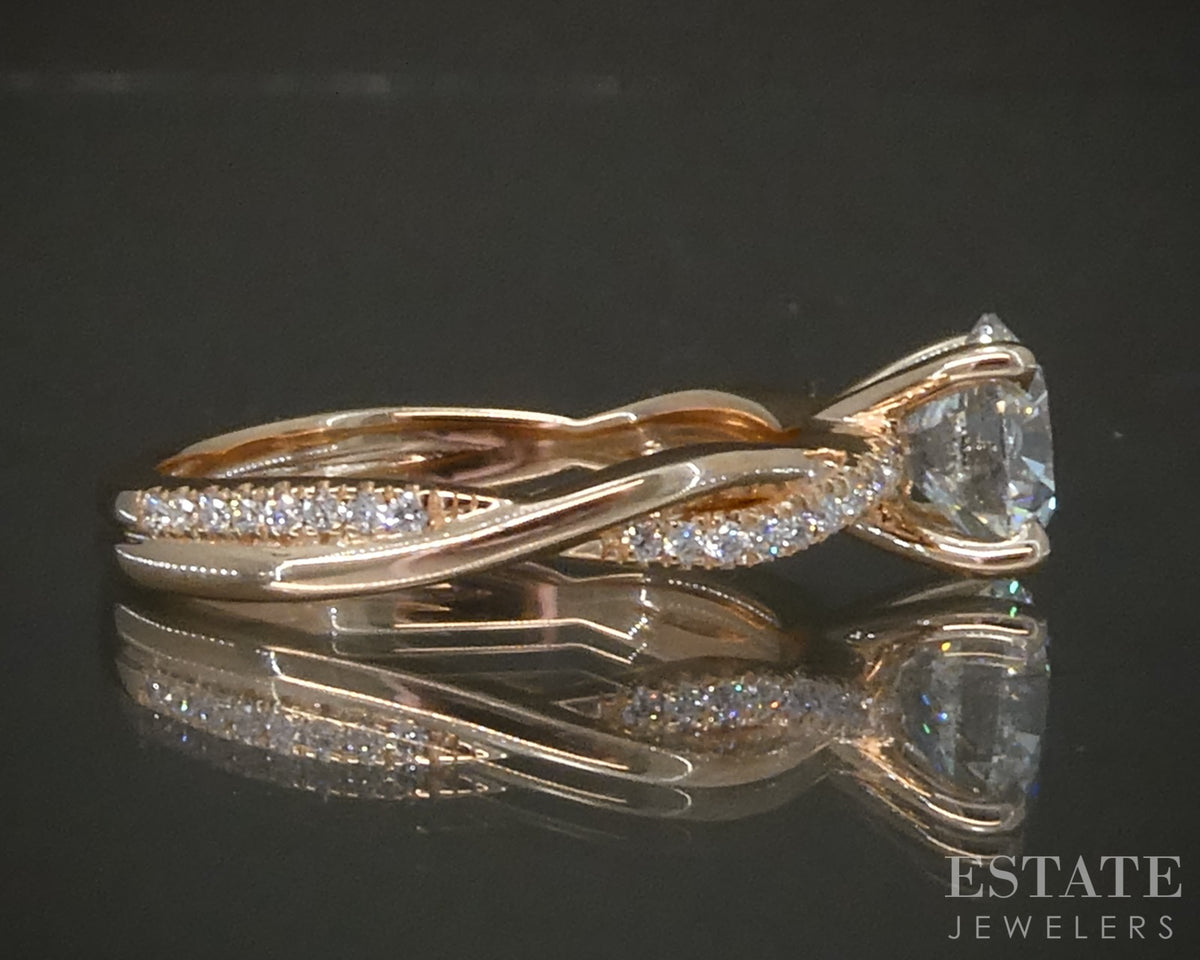 14k Rose Gold IGI Lab Created 1.06ctw Diamond Engagement Ring 3.1g p29342b