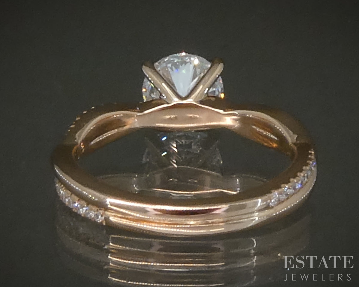14k Rose Gold IGI Lab Created 1.06ctw Diamond Engagement Ring 3.1g p29342b