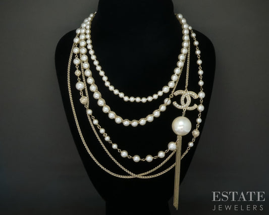 Chanel Signature Look Bijoux Fantaisie Faux Pearl Multi Strand Necklace p31858
