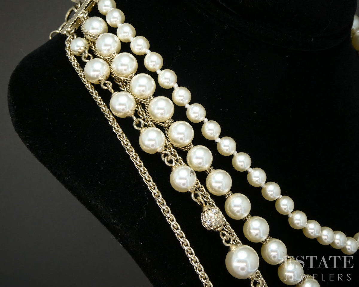 Chanel Signature Look Bijoux Fantaisie Faux Pearl Multi Strand Necklace p31858