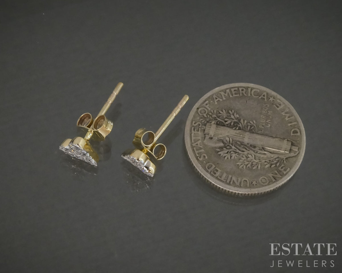 10k Yellow Gold Lab Created .08ctw Diamond Heart Stud Earrings p32515