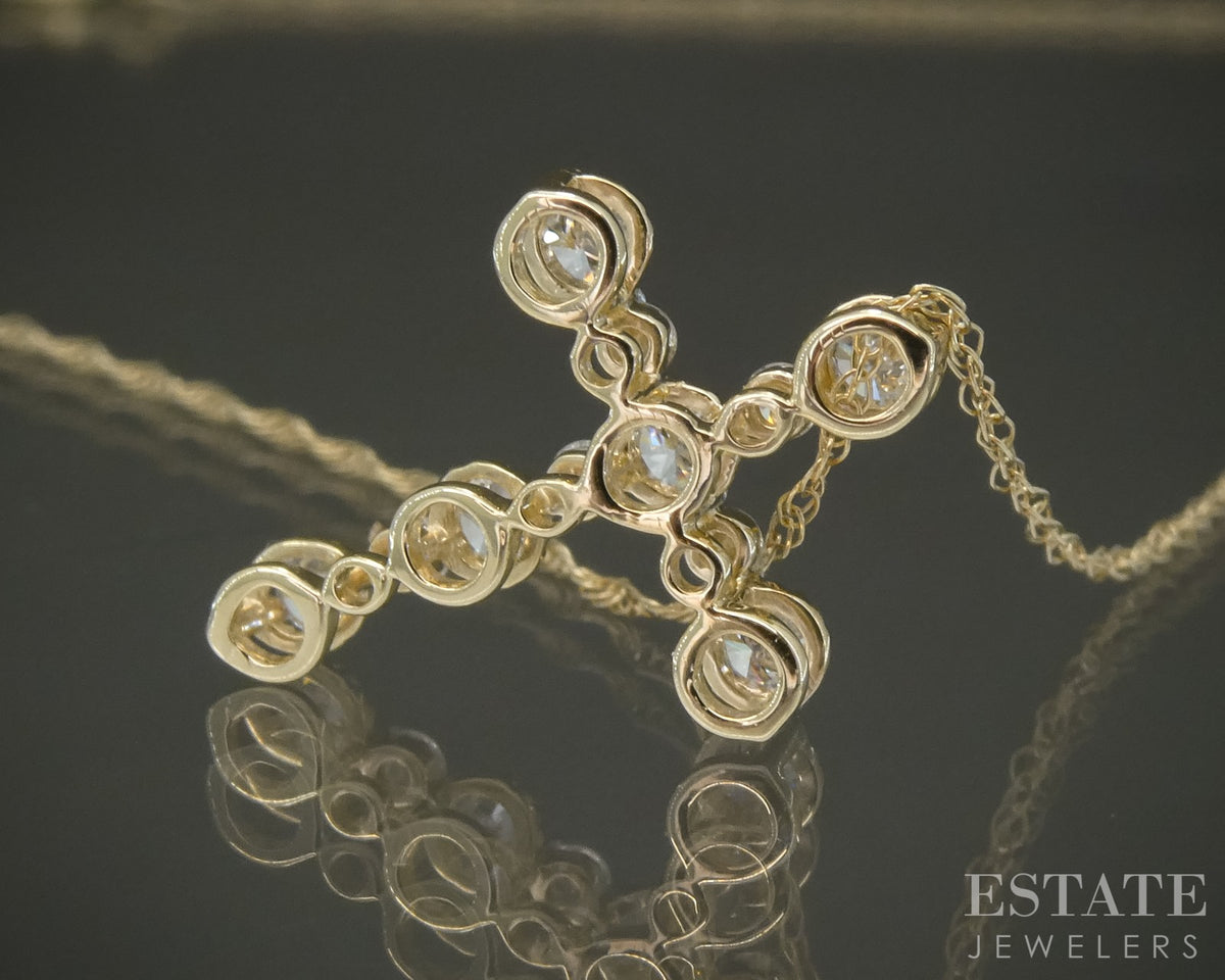 10k Yellow Gold .25ctw Lab Diamond Cross Necklace 18"L p32508
