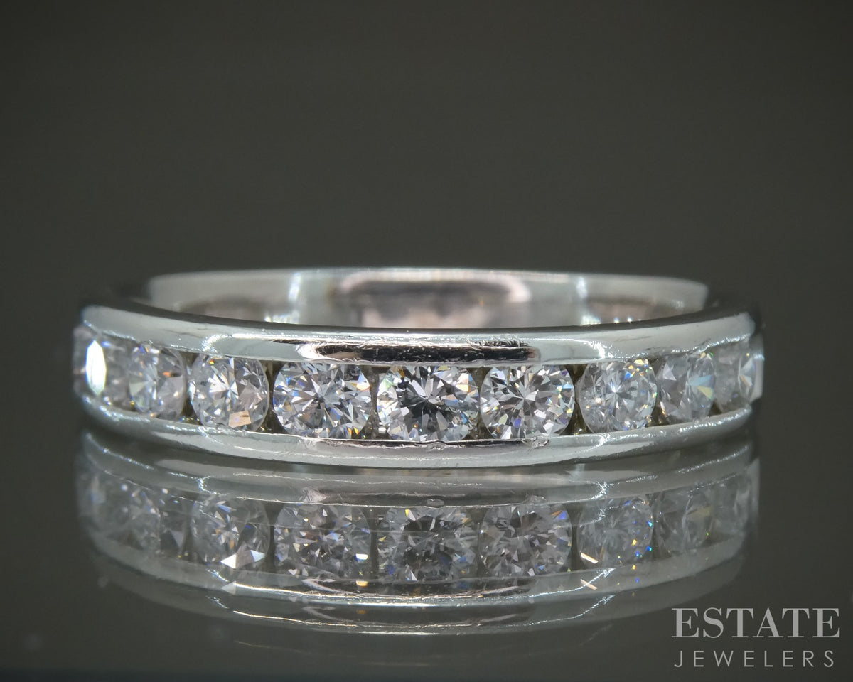 Platinum Round Natural 1.00ctw Diamond Ladies Wedding Band 6.5g p27378