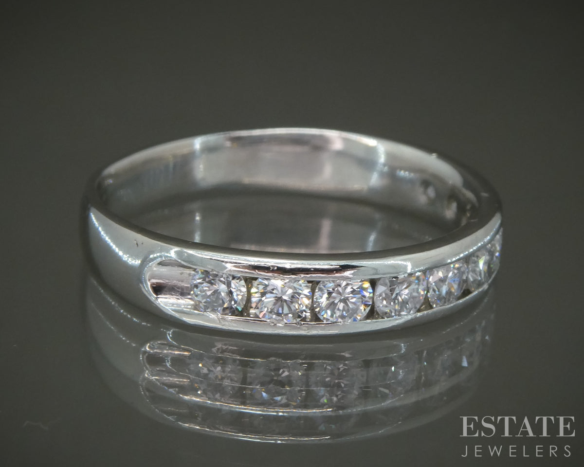 Platinum Round Natural 1.00ctw Diamond Ladies Wedding Band 6.5g p27378