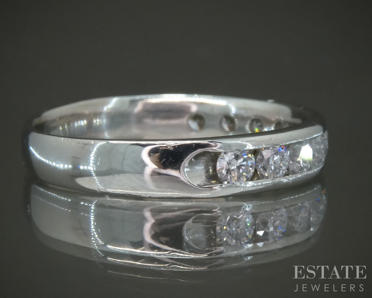 Platinum Round Natural 1.00ctw Diamond Ladies Wedding Band 6.5g p27378