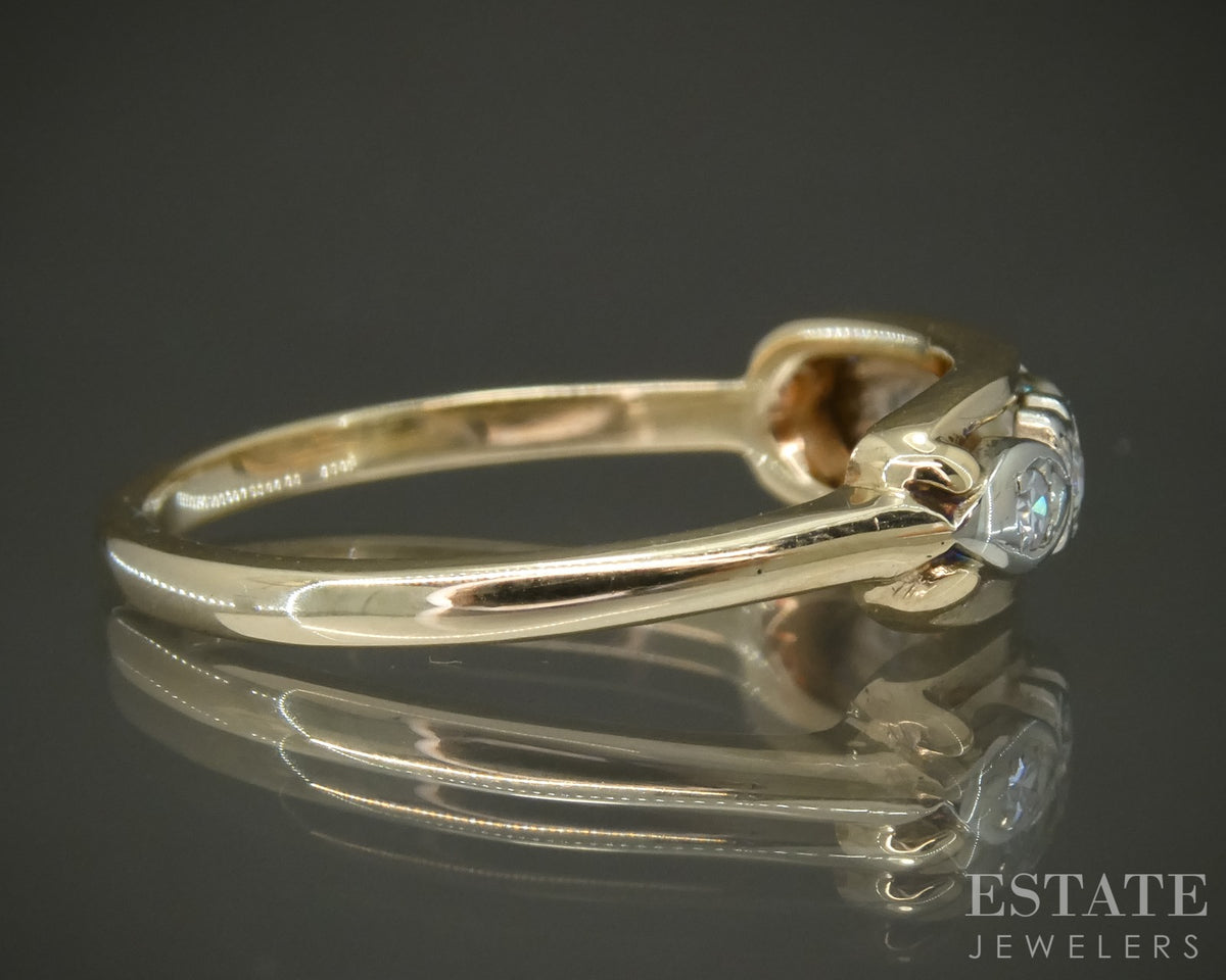 Vintage 14k Yellow & White Gold Natural Diamond Ladies Wedding Band 2.4g p28954