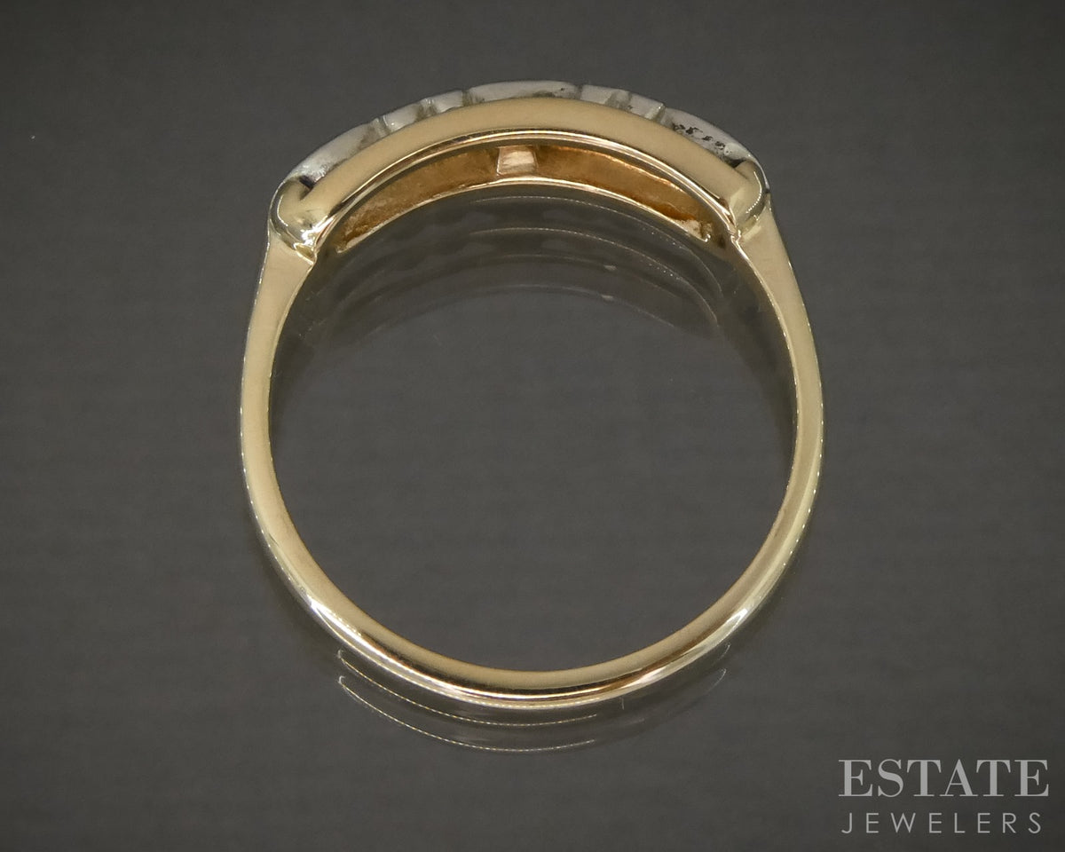 Vintage 14k Yellow & White Gold Natural Diamond Ladies Wedding Band 2.4g p28954