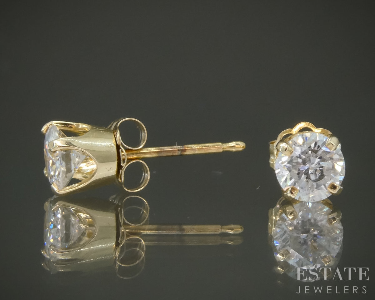 14k Yellow Gold Round Natural .60ctw Diamond Stud Earrings p27641