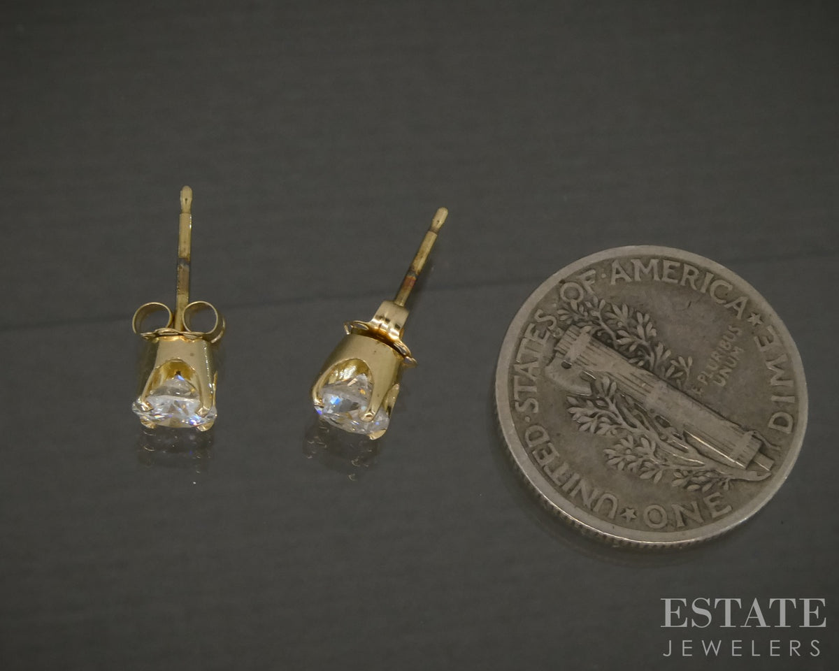 14k Yellow Gold Round Natural .60ctw Diamond Stud Earrings p27641