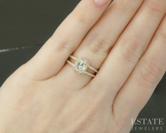 18k Yellow Gold GIA Cushion Natural 1.01ct Diamond Engagement Ring 4.1g p27930
