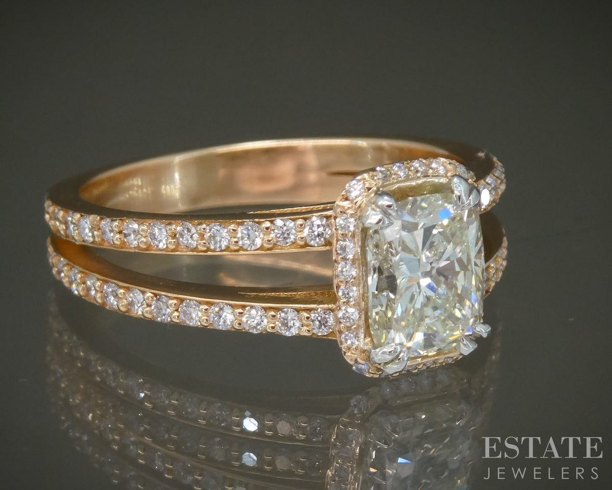 18k Yellow Gold GIA Cushion Natural 1.01ct Diamond Engagement Ring 4.1g p27930