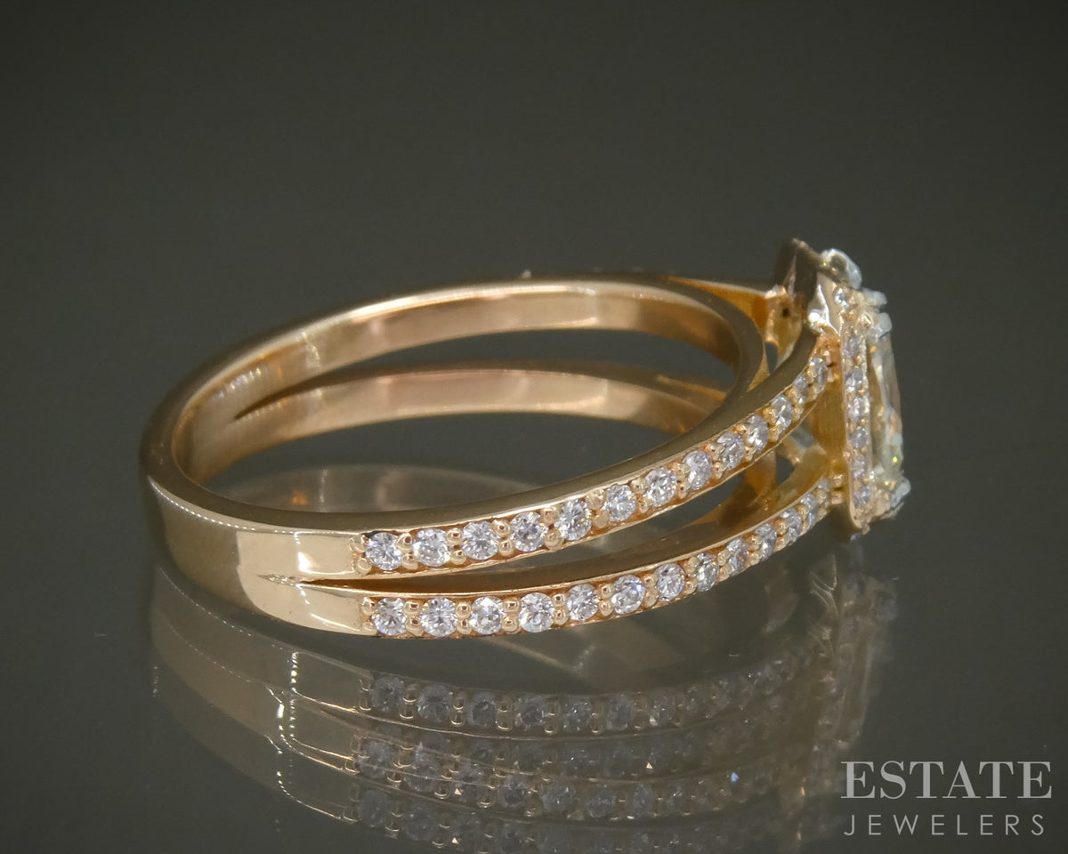 18k Yellow Gold GIA Cushion Natural 1.01ct Diamond Engagement Ring 4.1g p27930