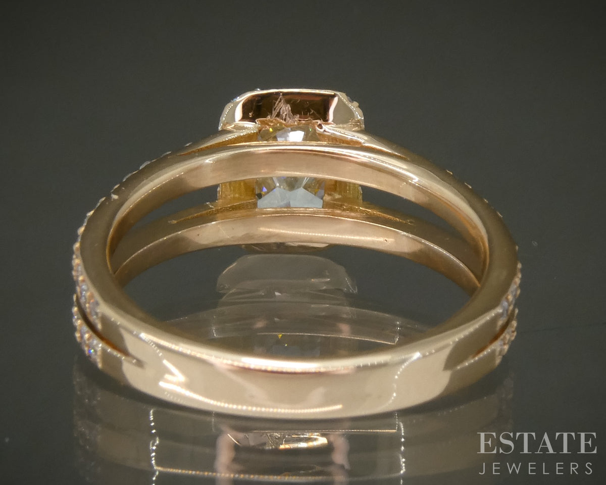 18k Yellow Gold GIA Cushion Natural 1.01ct Diamond Engagement Ring 4.1g p27930