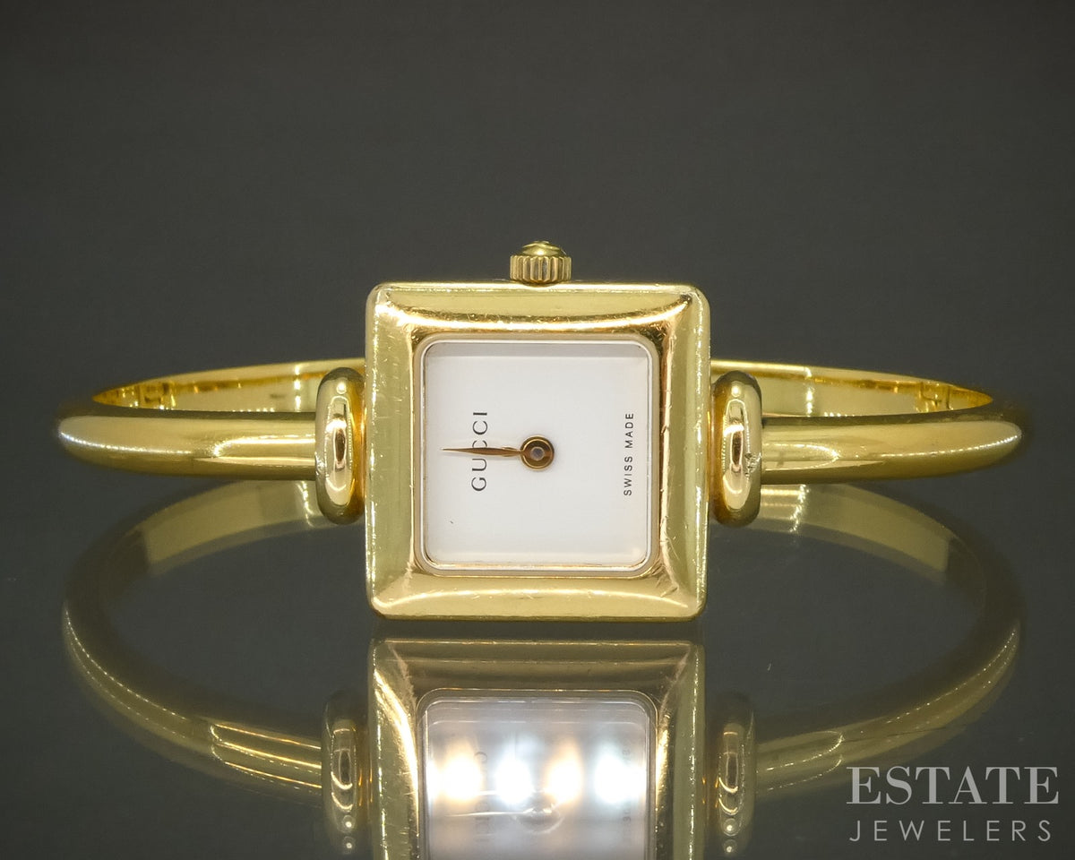 Gucci 1900L Gold Tone Bangle Bracelet Ladies Watch p27349