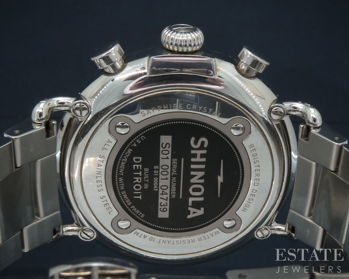 Shinola Runwell Chronograph 47mm Stainless Blue Dial Bracelet Mens Watch p26821