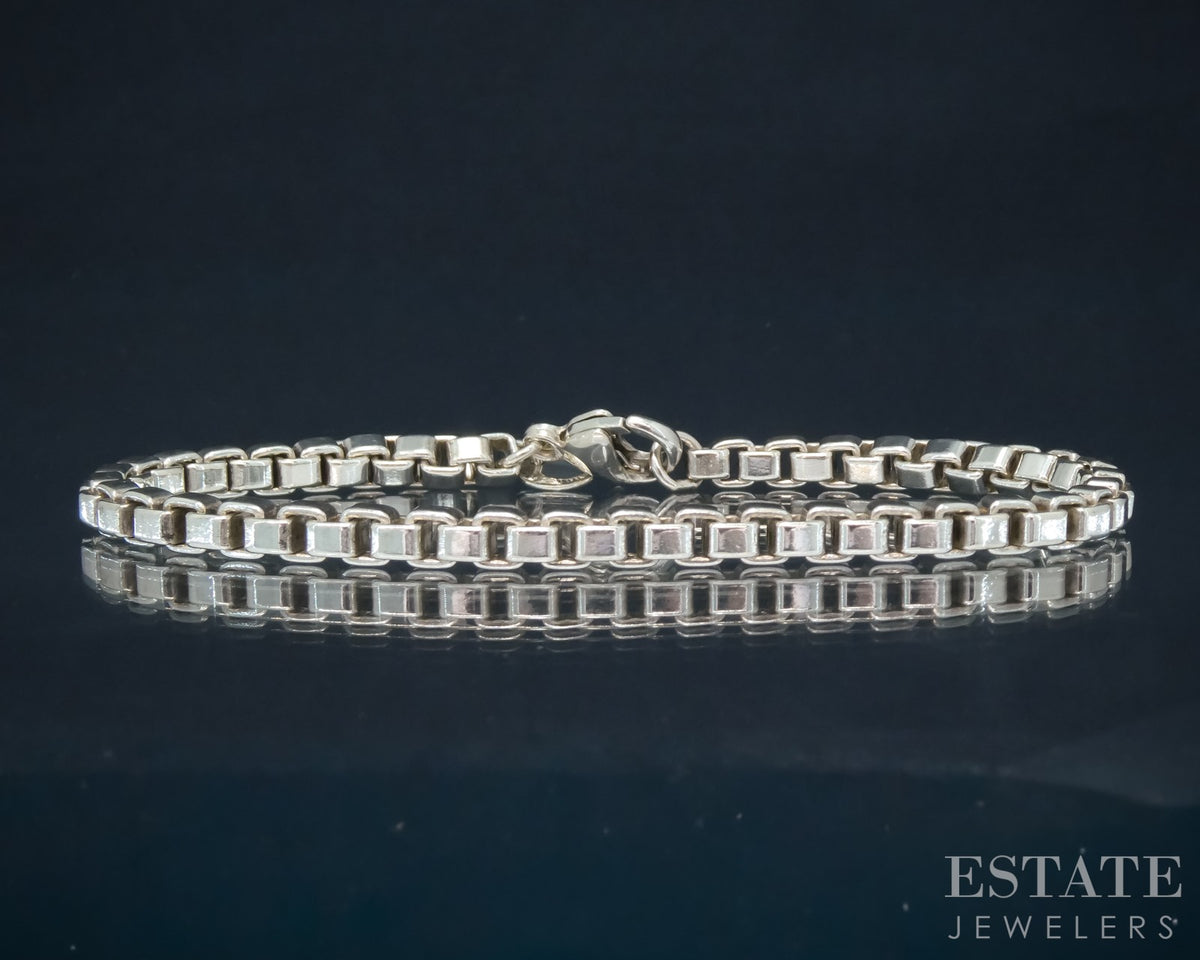 Sterling Tiffany & Co. Venetian Box Chain Link Ladies Bracelet 16g 7"L p30781