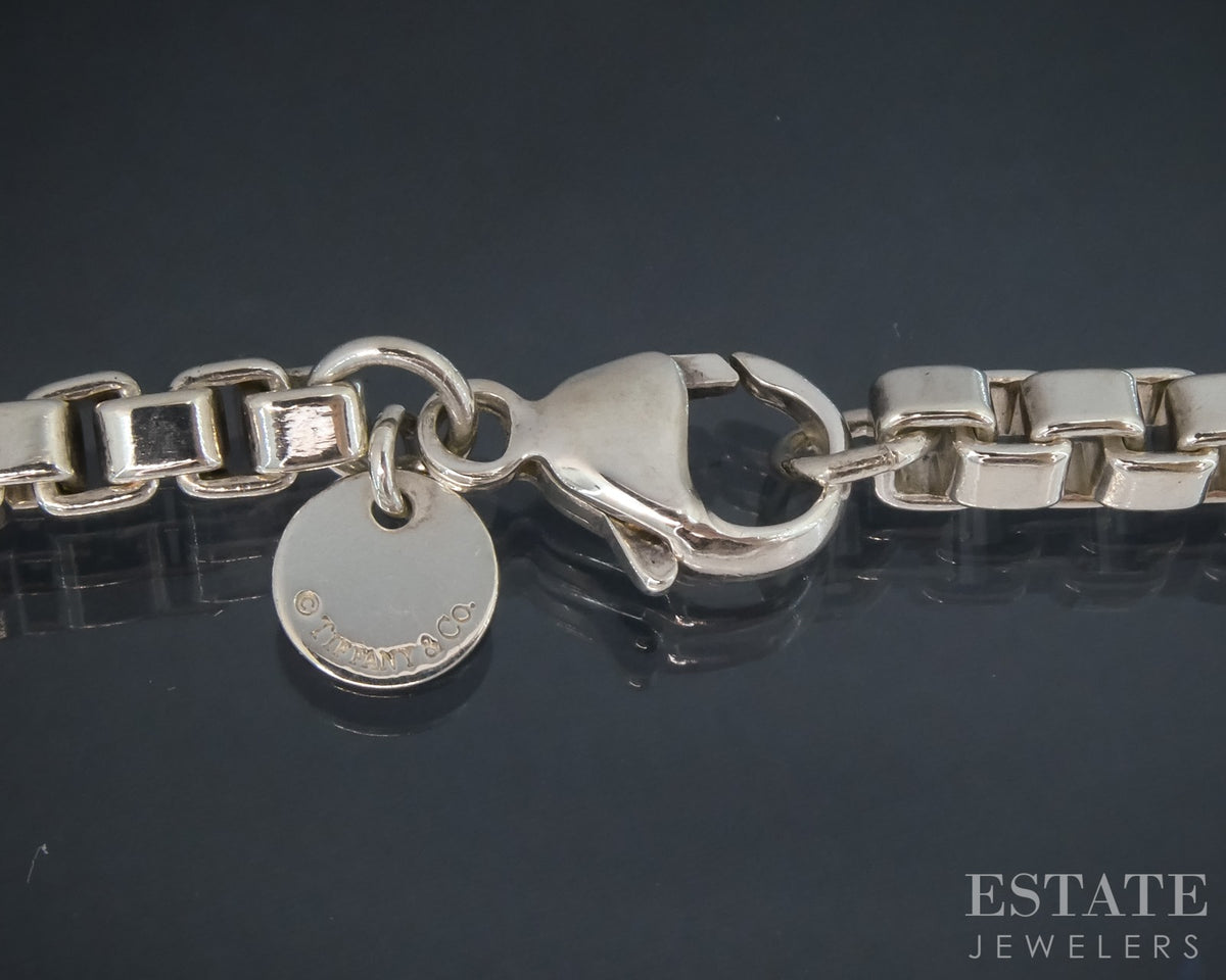 Sterling Tiffany & Co. Venetian Box Chain Link Ladies Bracelet 16g 7"L p30781