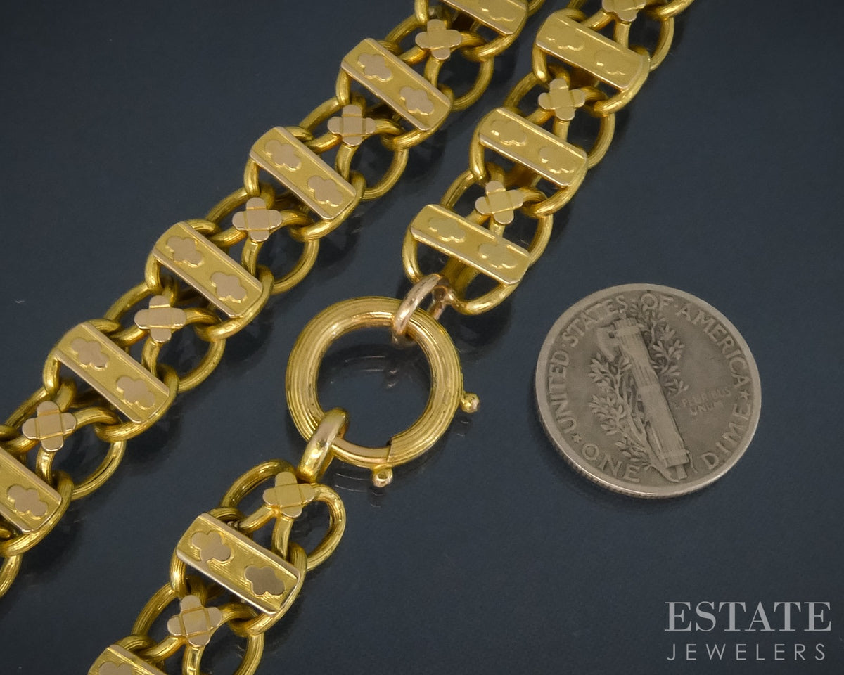 Antique Victorian 14k Yellow Gold Book Chain Ladies Necklace 27.5g 17.5"L p27324