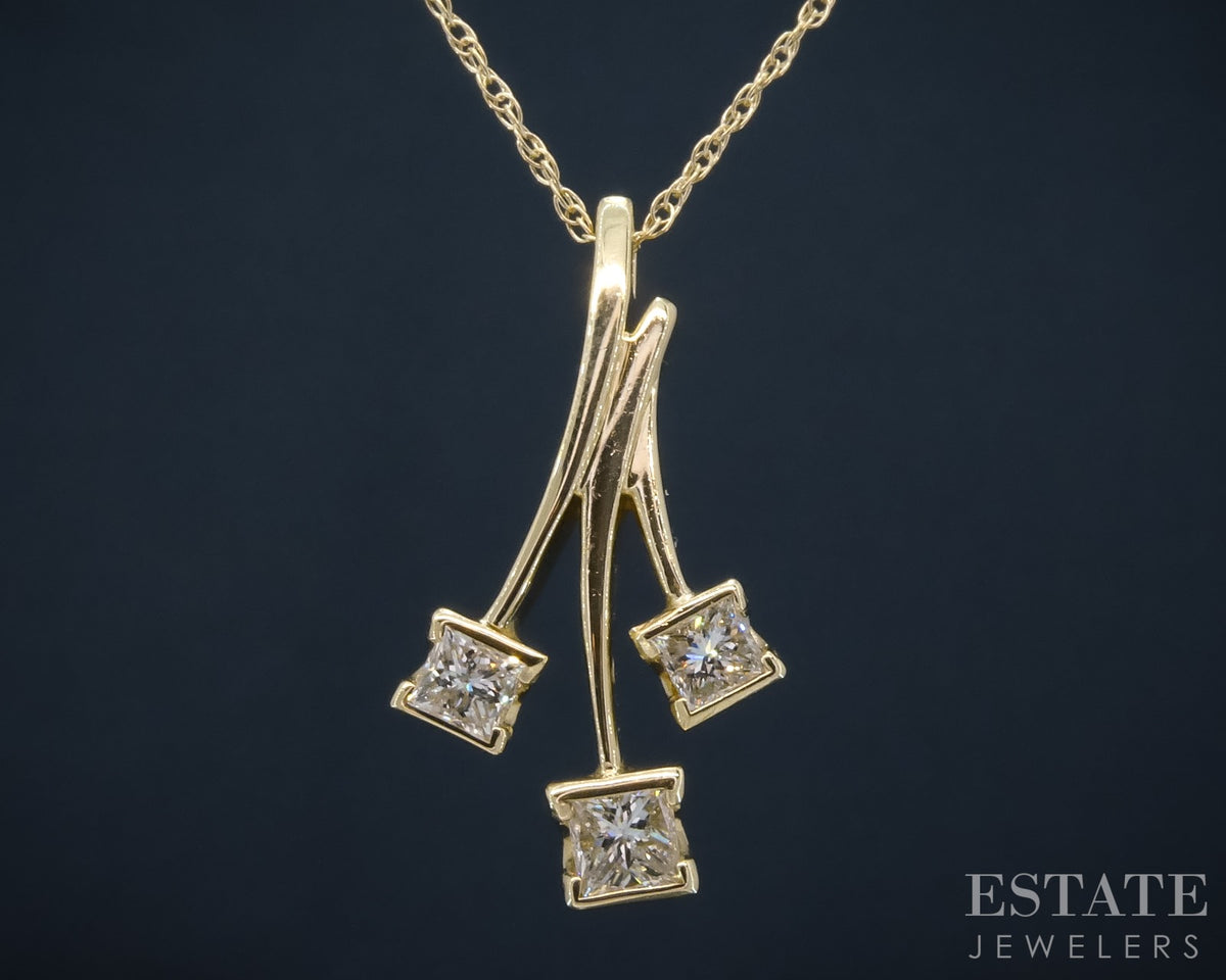 14k Yellow Gold Natural .75ctw Diamond Spray Ladies Necklace 4.9g 18"L p29763