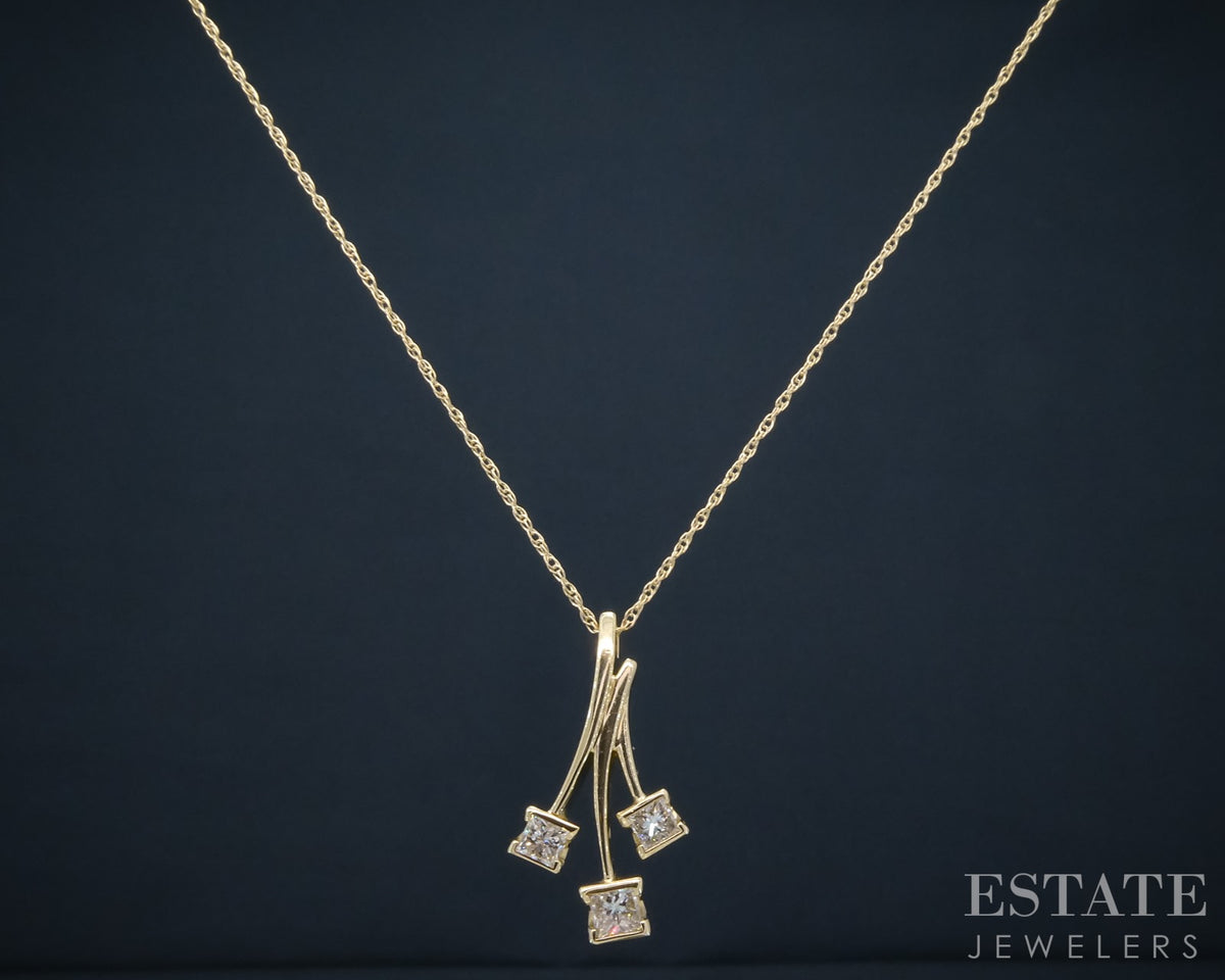 14k Yellow Gold Natural .75ctw Diamond Spray Ladies Necklace 4.9g 18"L p29763